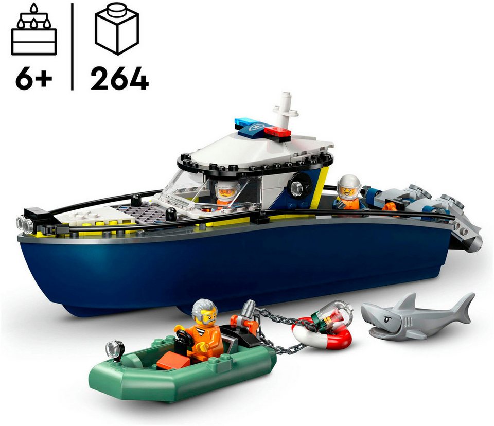 LEGO® Verfolgungsjagd im Polizeiboot (60456), LEGO City Konstruktionsspielsteine, (264 St), Made in Europe