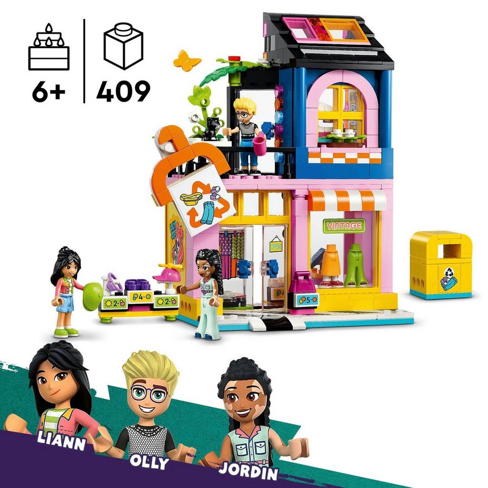 LEGO® Vintage-Modegeschäft (42614), LEGO Friends Konstruktionsspielsteine, (409 St), Made in Europe