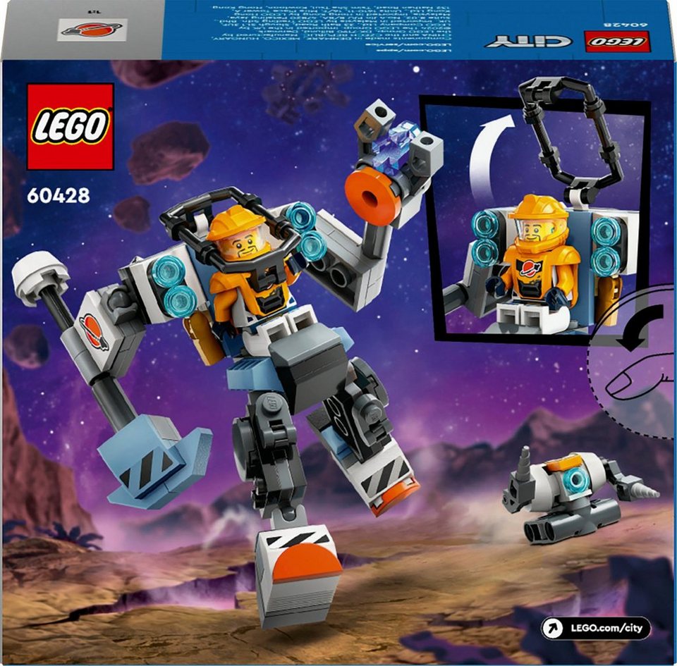 LEGO® Weltraum-Mech (60428), LEGO City Konstruktionsspielsteine, (140 St), Made in Europe
