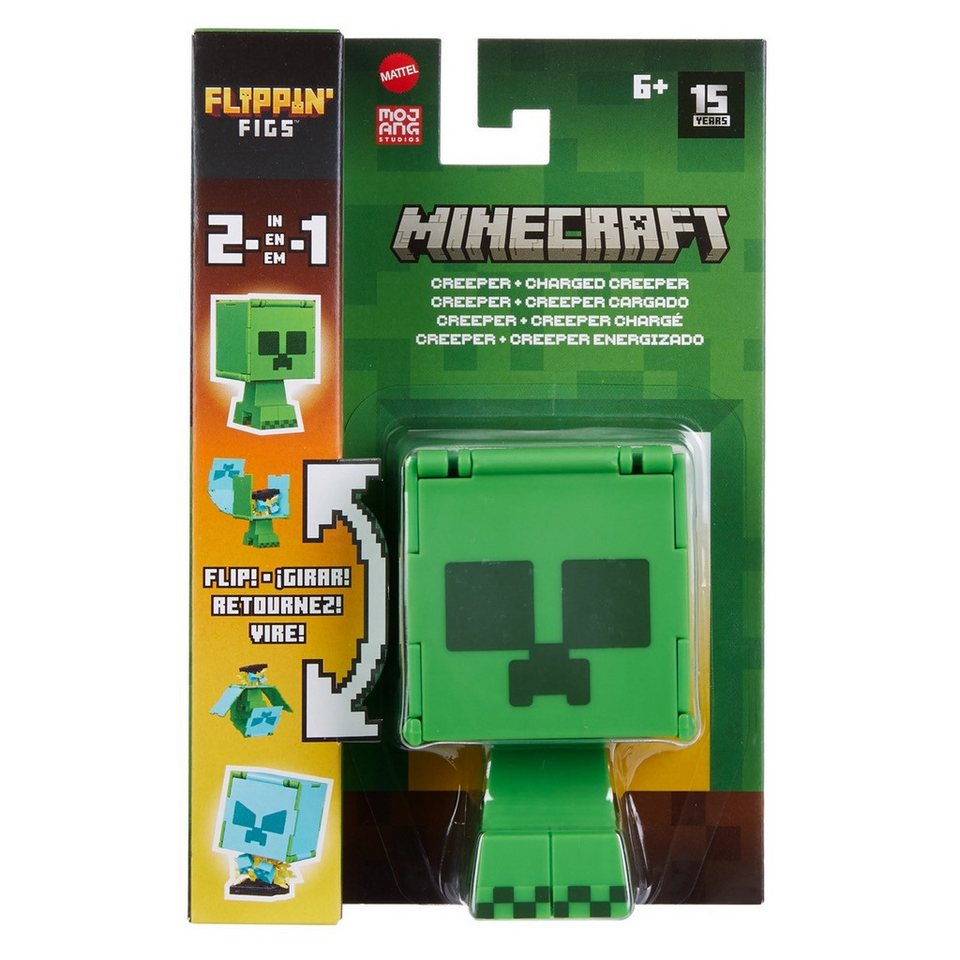 Mattel® Spielfigur Mattel HTL46 - Minecraft Flippin' Figure Creeper + Charged Creeper