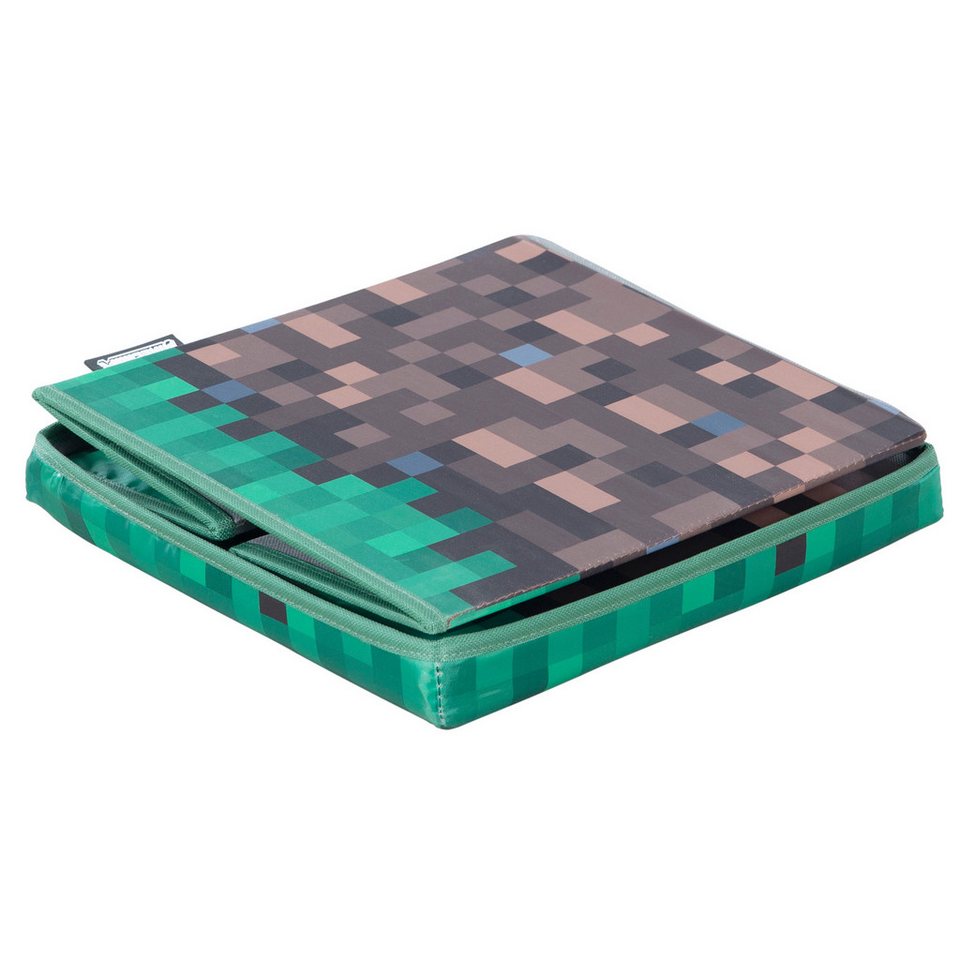 Minecraft Aufbewahrungsbox & Sitzbox - in Minecraft Gras-Block Design - Perfektes für Fans, Box aus robustem Canvas - Quadratisch 30 cm groß