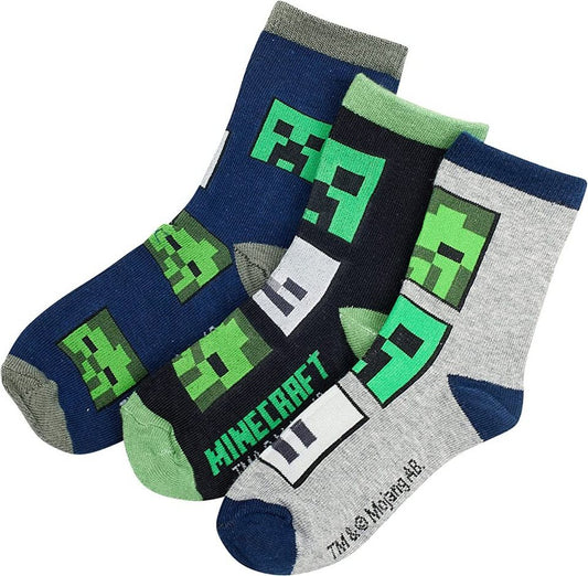 Minecraft Feinsocken MINECRAFT Socken Jungen und Mädchen Kindersocken 3 Paar