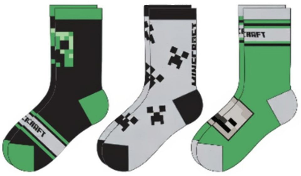 Minecraft Freizeitsocken MINECRAFT Kindersocken Jungen + Mädchen 6 Paar Gr.27/30 35/38 39/42 Minecraft Socken Kinder Jugendliche Jungen Mädchen