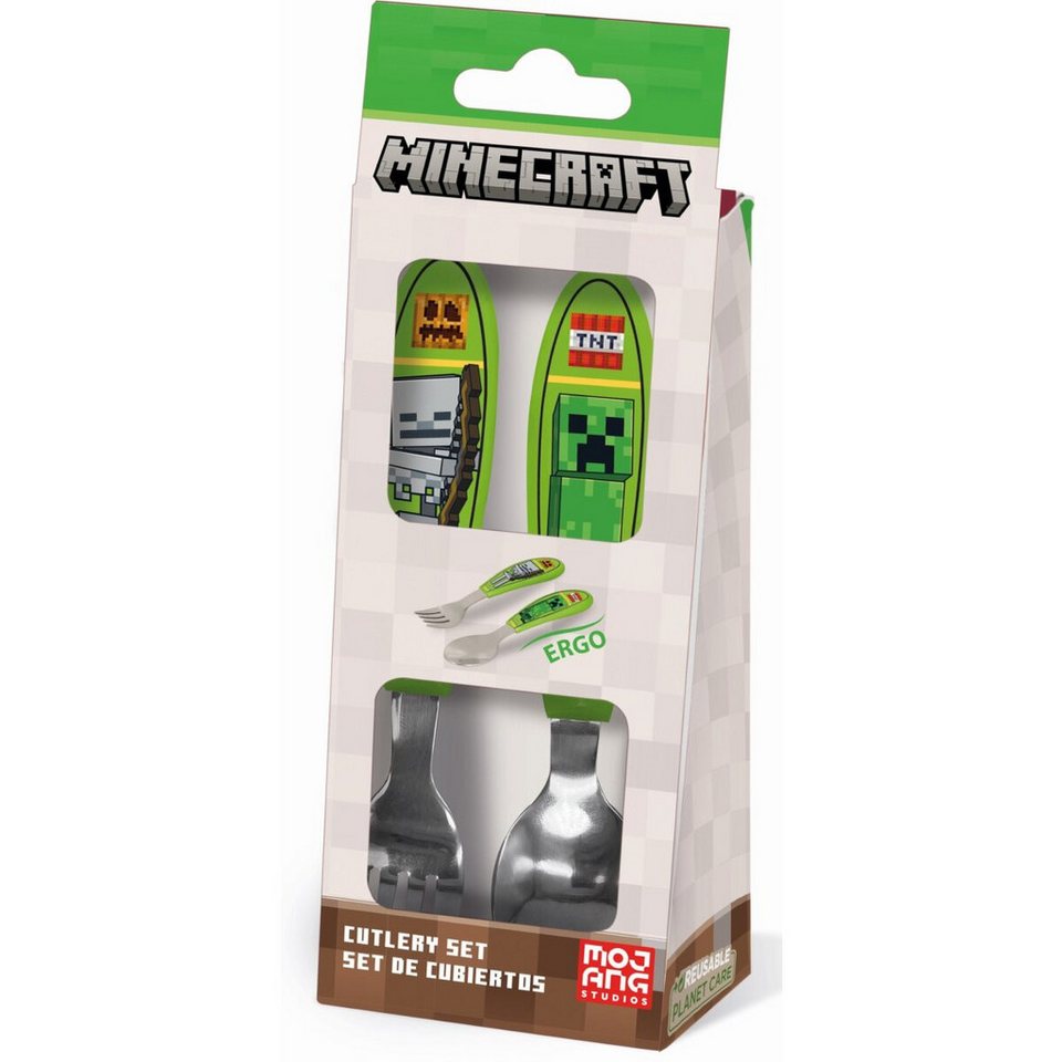 Minecraft Kinderbesteck Minecraft Core Metall-Ergo-Besteckset, 2-teilig (2-tlg), Edelstahl