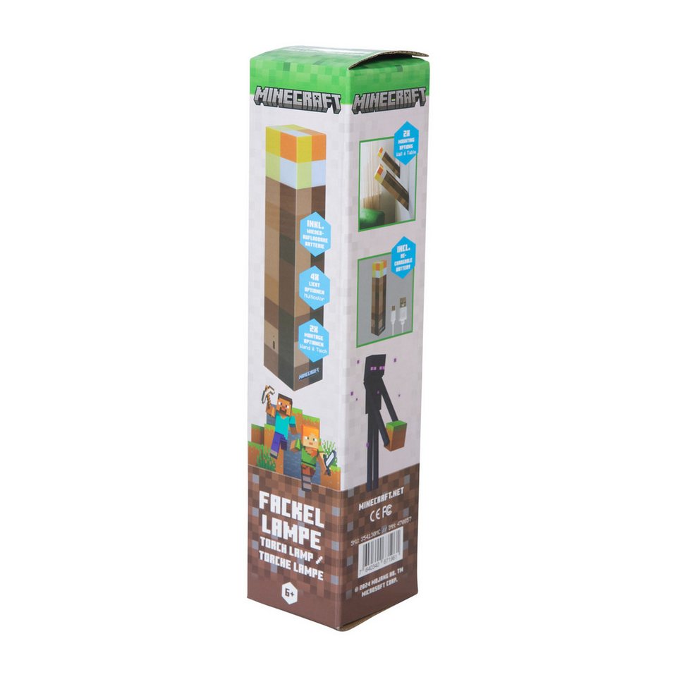 Minecraft LED Dekolicht - Deko für Minecraft Fans - Dekolampe, aufladbarer Akku, LED fest integriert
