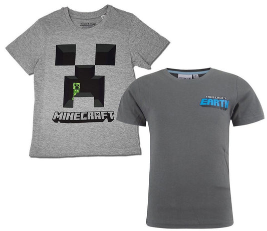 Minecraft Print-Shirt 2x Minecraft Kinder T-Shirts JUngen + Mädchen Gr.128 - 6 7 8 9 Jahre