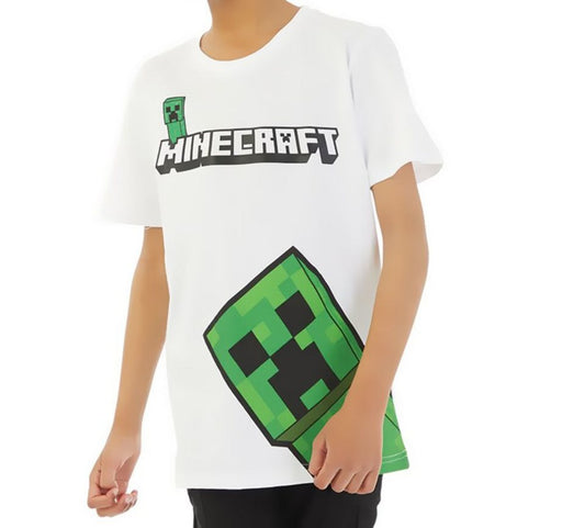 Minecraft T-Shirt MINECRAFT weiß T-Shirt Jungen + Mädchen 6 8 9 10 11 12 Jahre Minecraft Logoshirt