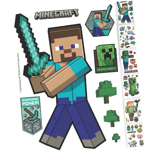 Minecraft Wandtattoo - Sticker Minecraft-Charakter, selbtklebende Vinylfolie, über 50 verschiedene Minecraft Motive - u.a. Alex, Steve, Creeper