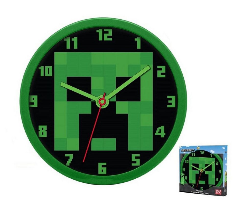 Minecraft Wanduhr Minecraft analoge Wanduhr mit 25cm Durchmesser Stilvolle Zeitmessung
