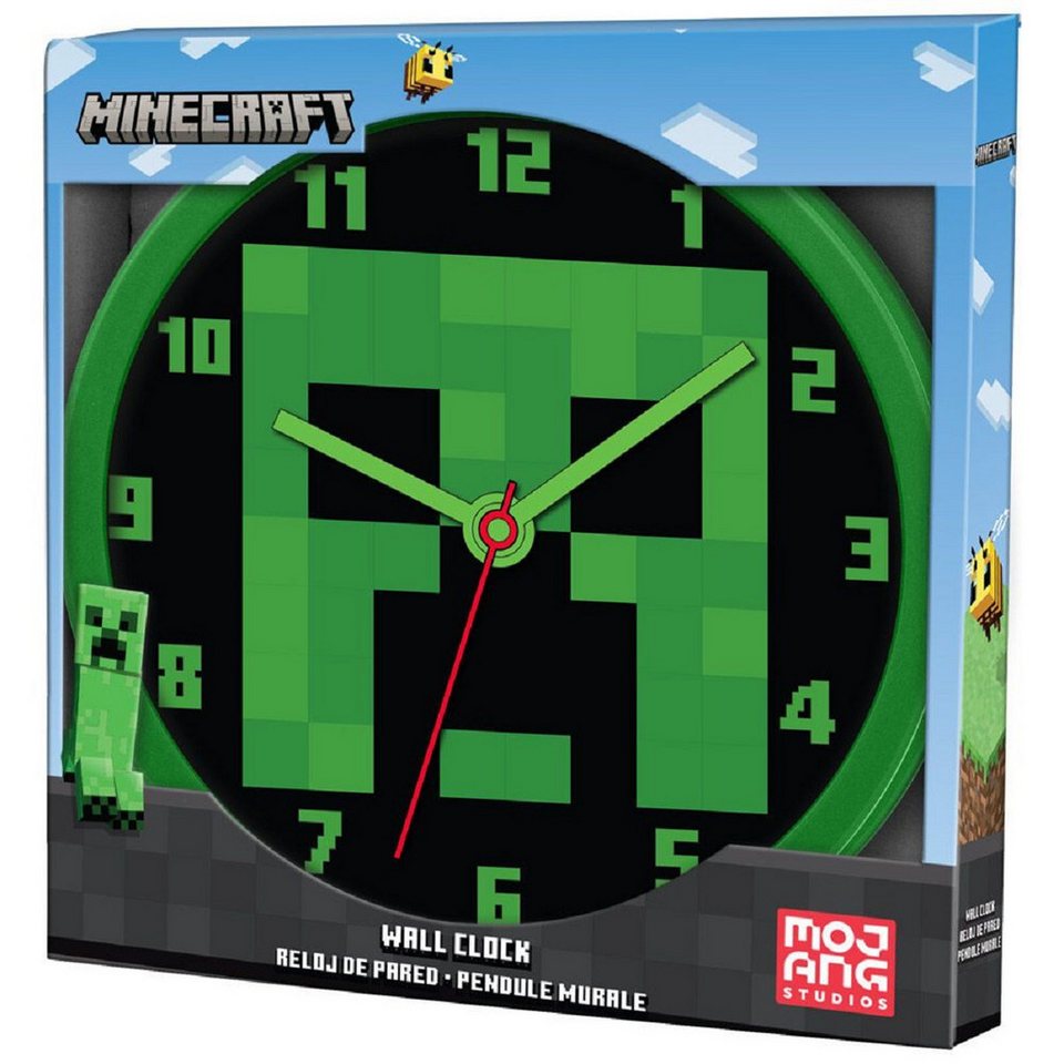 Minecraft Wanduhr Minecraft analoge Wanduhr mit 25cm Durchmesser Stilvolle Zeitmessung