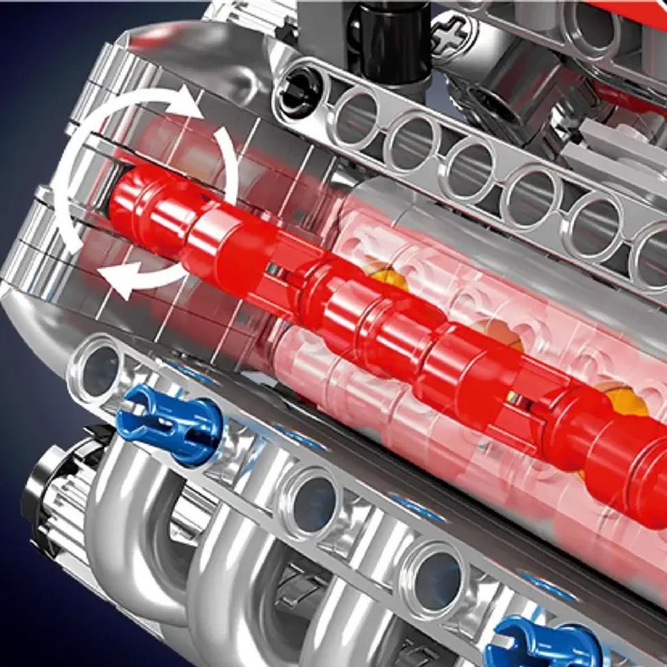 Mould King 10171 V8-Motor-Modellbausatz MOC Klemmbausteine 487 Teile Konstruktionsspielsteine, (Set, 487 St)
