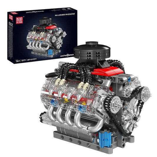 Mould King 10171 V8-Motor-Modellbausatz MOC Klemmbausteine 487 Teile Konstruktionsspielsteine, (Set, 487 St)