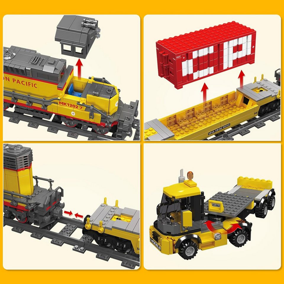 Mould King 12027 Ferngesteuerter Zug Eisenbahn Moc Klemmbausteine 1170 Teile Konstruktionsspielsteine, (Set, 1170 St)