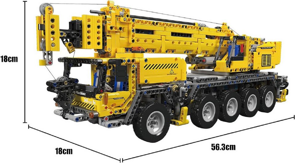 Mould King 17047 Ferngesteuerter Lkw Kran Moc Klemmbausteine 2688 Teile Konstruktionsspielsteine, (Set, 2688 St)