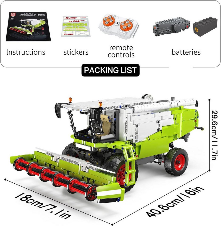 Mould King Mould King 17014 Mähdrescher 1265 Teile RC-Control Harvester Konstruktions-Spielset, (1265 St)