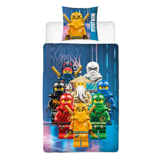 MTOnlinehandel Bettwäsche Lego Ninjago Team Power, 135x200 + 80x80 cm, episch und farbenfroh, 100% Polyester, 2 teilig, Geschenk für Jungen und Mädchen