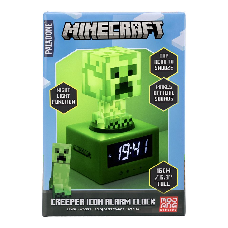 Paladone Kinderwecker Minecraft Creeper Wecker - Offiziell Lizenziertes Icon Nachtlicht spielt iconische In-Game Sounds
