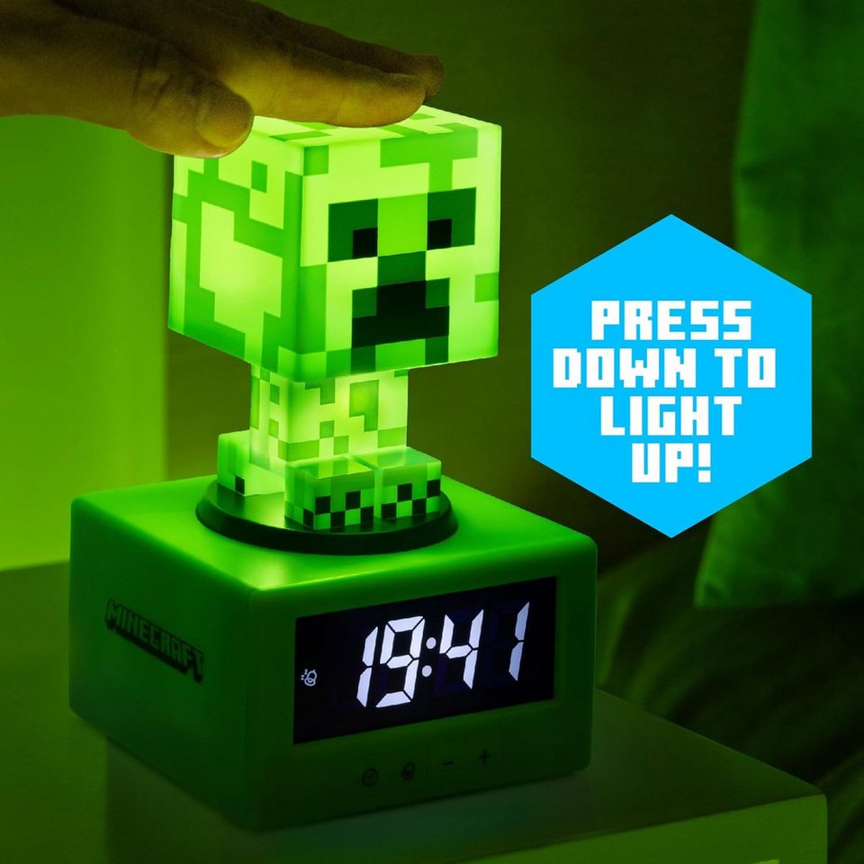 Paladone Kinderwecker Minecraft Creeper Wecker - Offiziell Lizenziertes Icon Nachtlicht spielt iconische In-Game Sounds