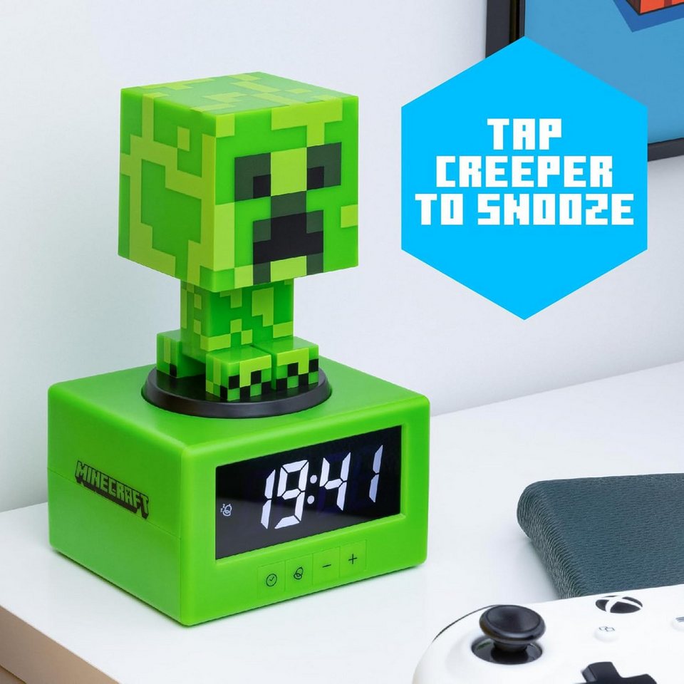 Paladone Kinderwecker Minecraft Creeper Wecker - Offiziell Lizenziertes Icon Nachtlicht spielt iconische In-Game Sounds