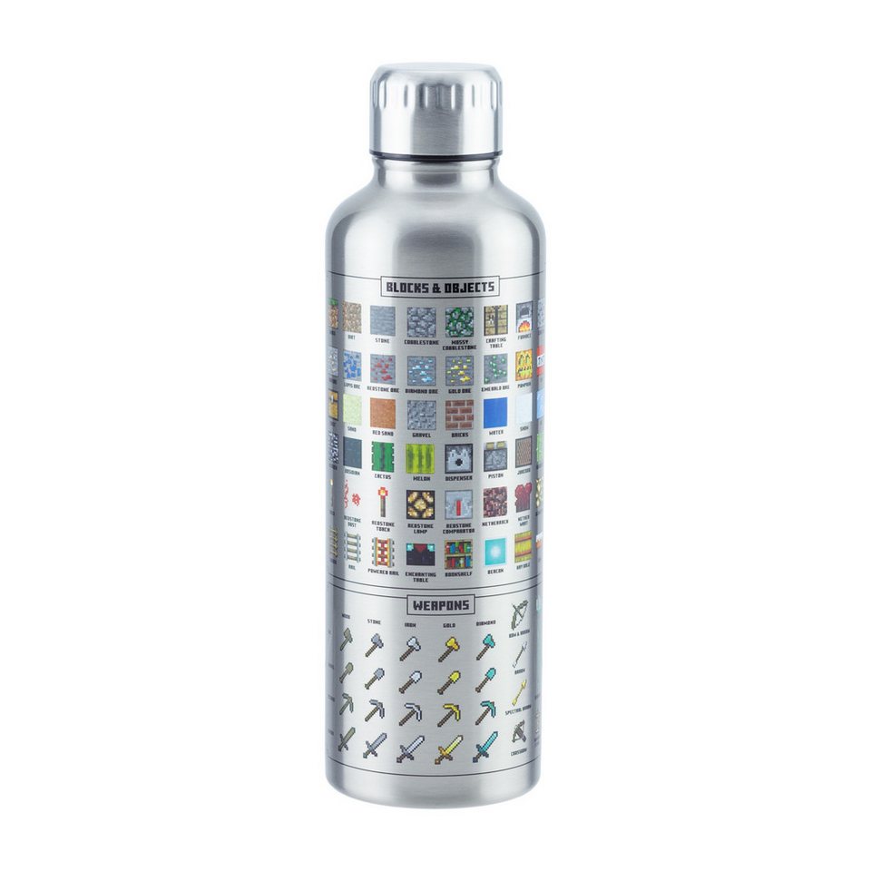 Paladone Trinkflasche Minecraft Items Trinkflasche aus Metall