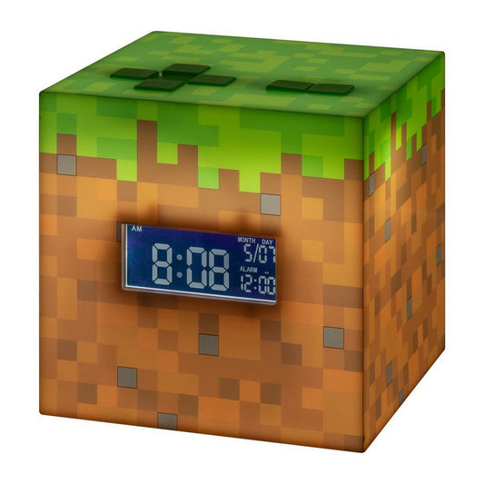 Paladone Uhr Minecraft Wecker SunriseMusik Grasblock Sound & Light (USB)