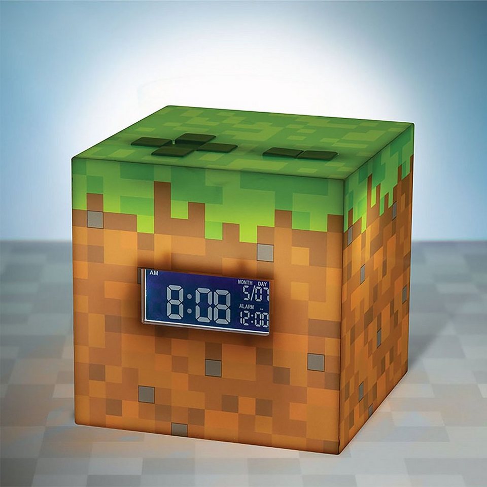 Paladone Uhr Minecraft Wecker SunriseMusik Grasblock Sound & Light (USB)