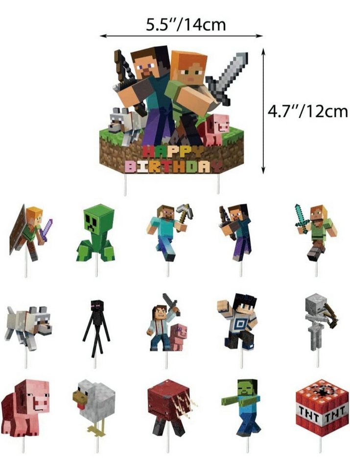 Party Flamingo Aufblasbares Partyzubehör Minecraft Party Set mit Girlande Deko Kindergeburtstag Geburtstag