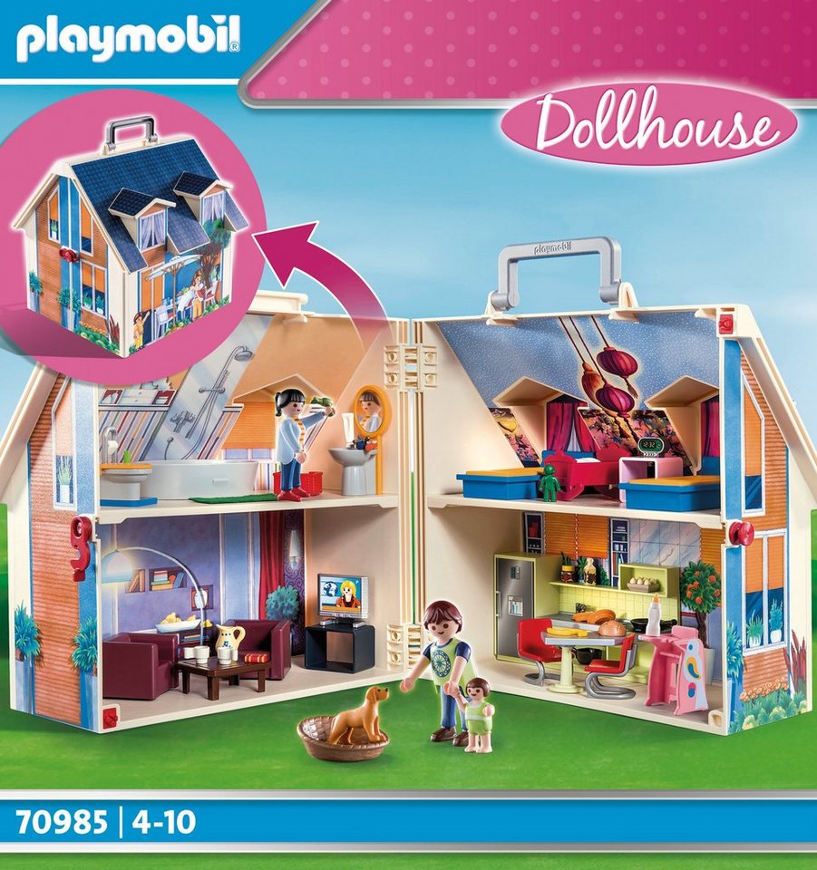 Playmobil® Mitnehm-Puppenhaus (70985), Dollhouse Konstruktions-Spielset, (64 St), Made in Europe