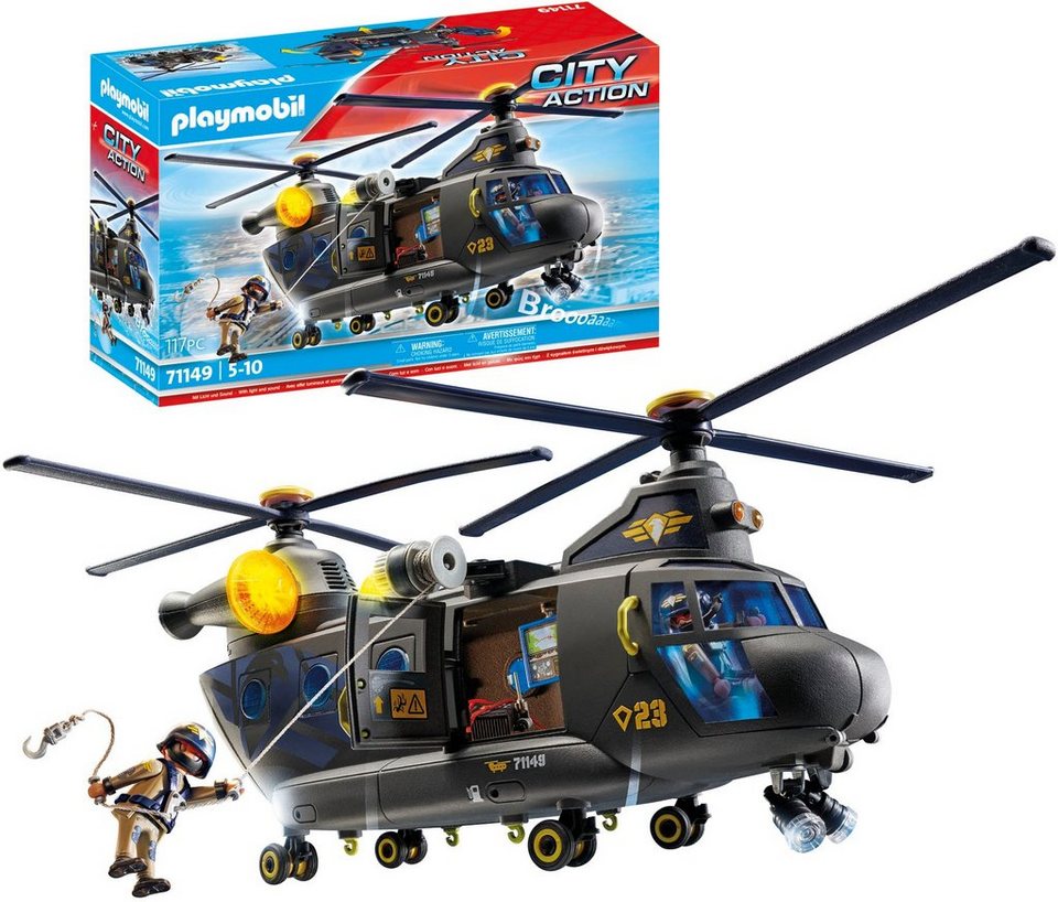 Playmobil® SWAT-Rettungshelikopter (71149), My Action Heroes Konstruktions-Spielset, (117 St), Made in Europe; mit Licht und Sound