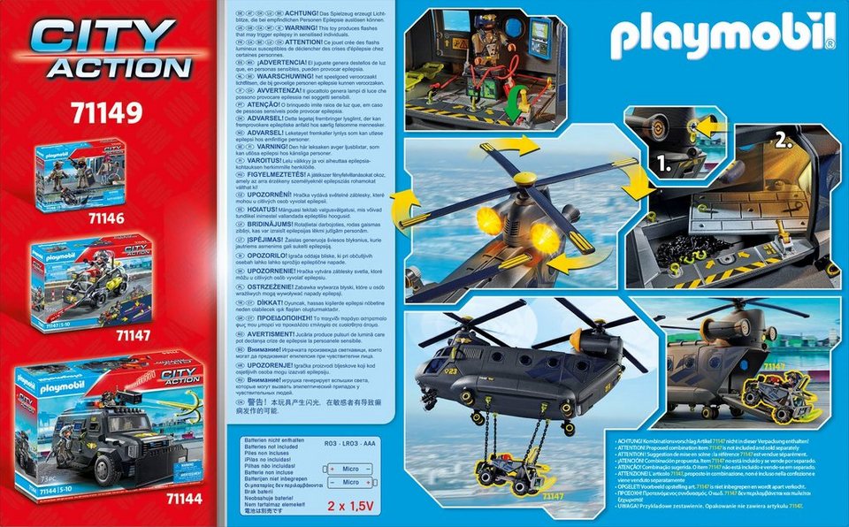 Playmobil® SWAT-Rettungshelikopter (71149), My Action Heroes Konstruktions-Spielset, (117 St), Made in Europe; mit Licht und Sound