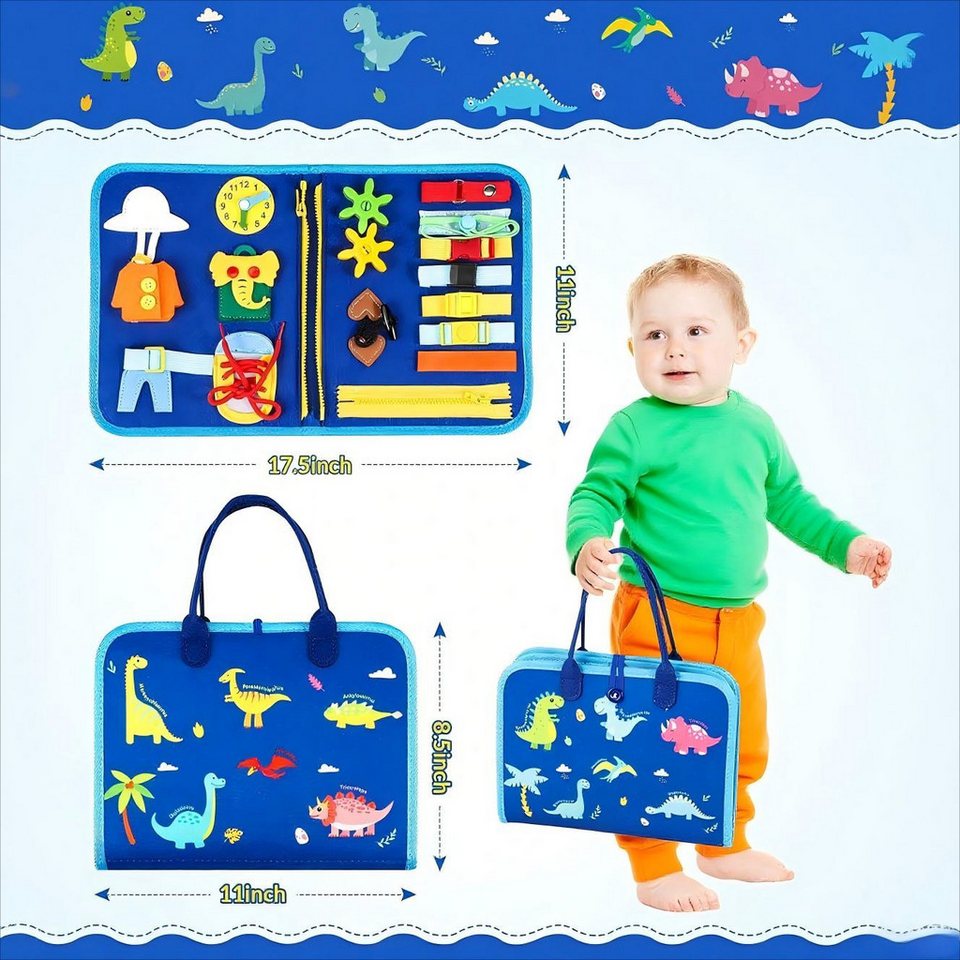 POPOLIC Lernspielzeug Busy Board für Kinder - Activity Board Montessori Spielzeug (Motorik Lernspielzeug Kleinkind Sensorik Spielzeug Quiet Book, 1-St), für 1 2 3 4 5 Jahre Junge und Mädchen
