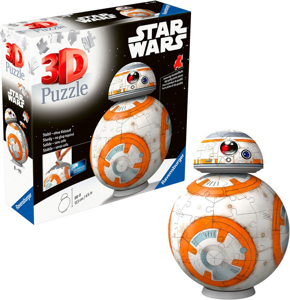 Ravensburger 3D-Puzzle Star Wars BB-8, 99 Puzzleteile, Made in Europe