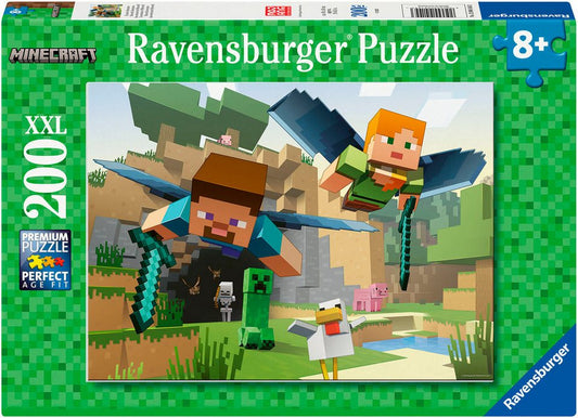 Ravensburger Puzzle Minecraft, Tierische Abenteuer, 200 Puzzleteile, 200 XXL Teile; Made in Germany