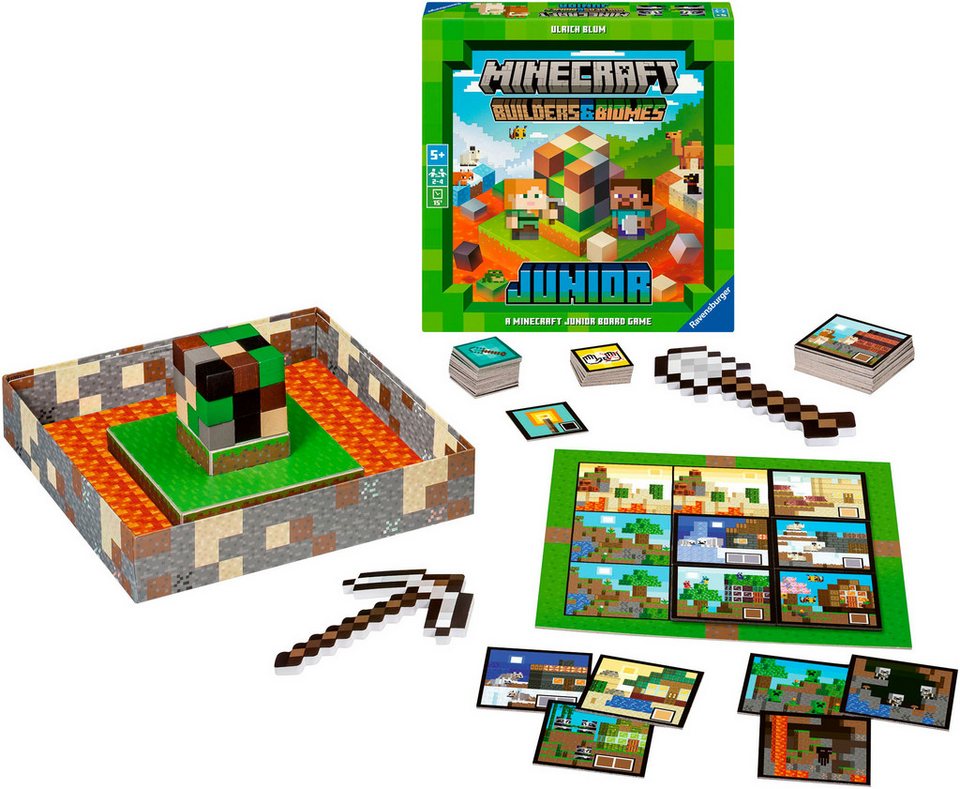 Ravensburger Spiel Minecraft Builders & Biomes Junior, Kinderspiel, Made in Europe