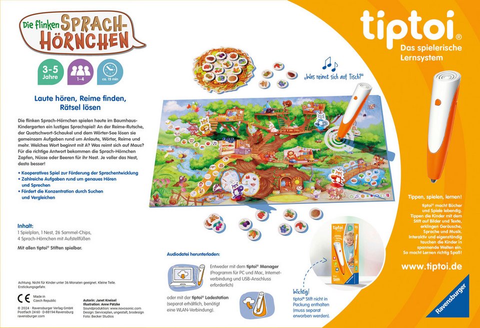 Ravensburger Spiel tiptoi® Die flinken Sprach-Hörnchen, Made in Europe, FSC® - schützt Wald - weltweit