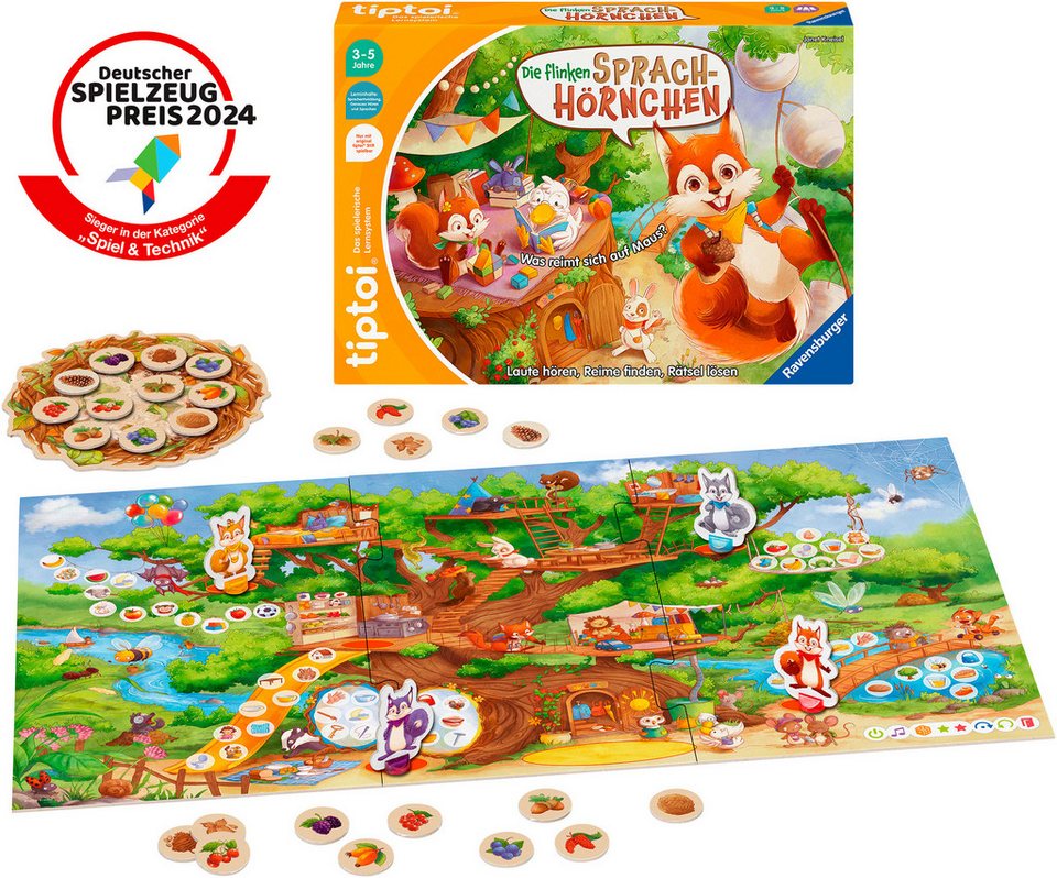 Ravensburger Spiel tiptoi® Die flinken Sprach-Hörnchen, Made in Europe, FSC® - schützt Wald - weltweit