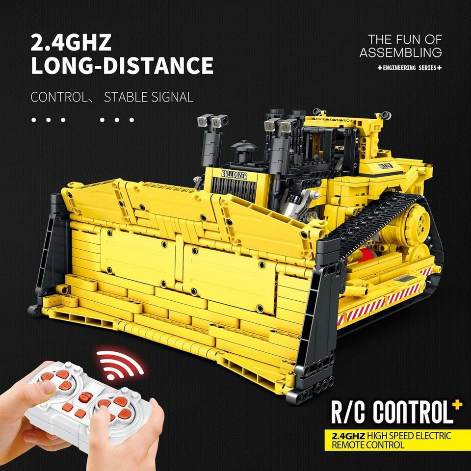 Reobrix Reobrix 22001 Mechanical Bulldozer - Technik Modell - RC-Control Konstruktionsspielsteine, (1988 St)