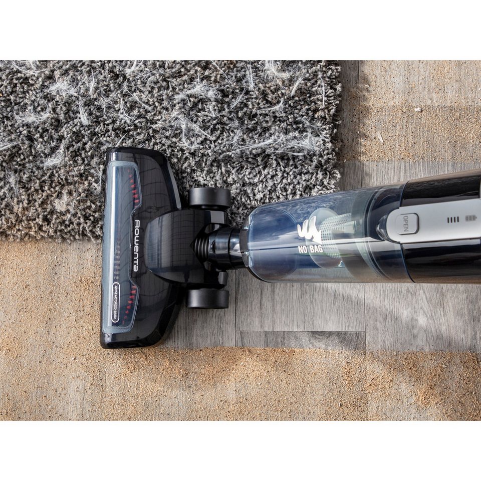 Rowenta Akku-Stielstaubsauger Air Force Light, kabellos, LED- Düse, beutellos Bodenstaubsauger, 550 W, beutellos, 14,4 Volt Lithiumionen- Akku, leichtes und kompaktes Design, RH6545