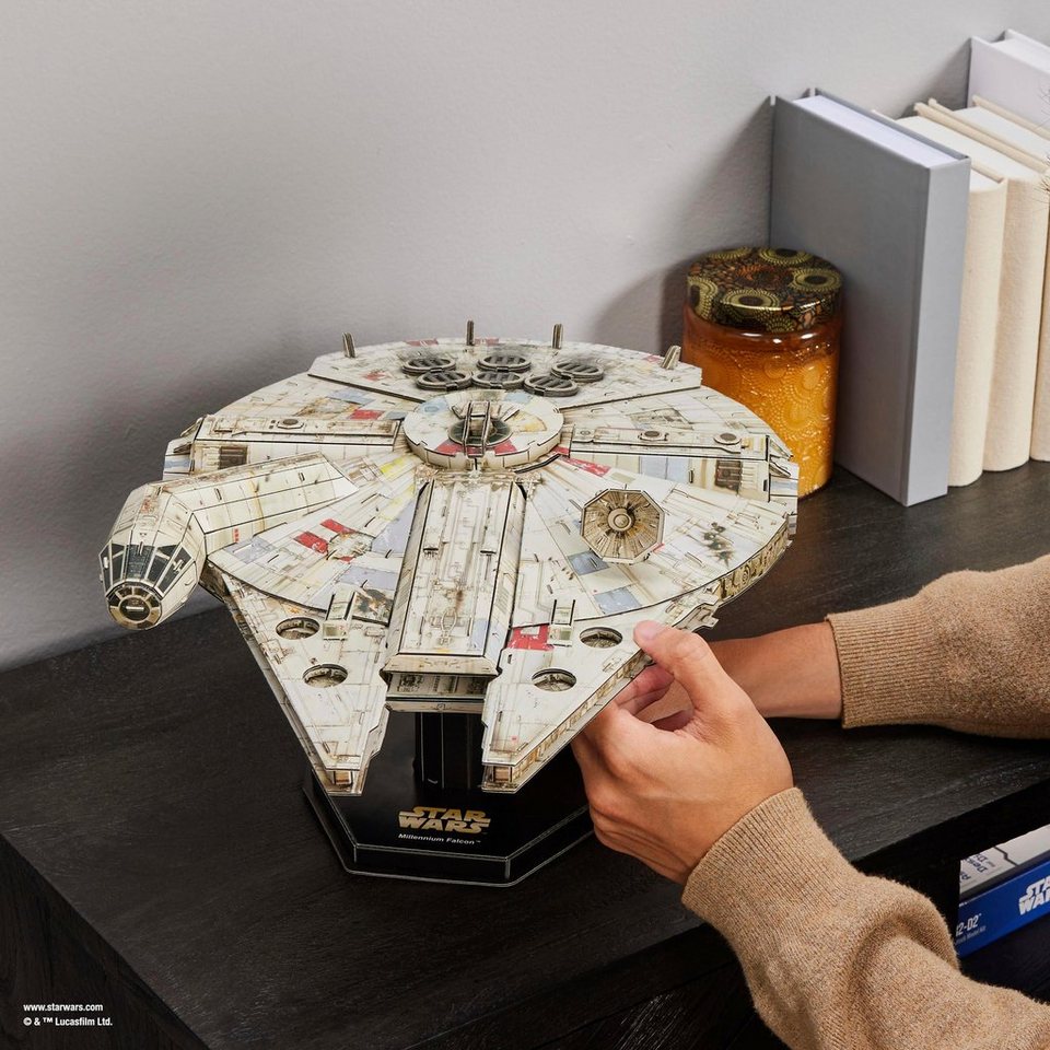 Spin Master 3D-Puzzle 4D Build - Star Wars - Millennium Falcon Raumschiff, 223 Puzzleteile
