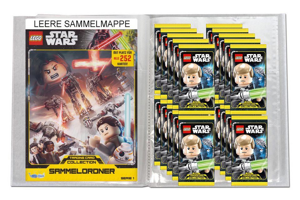 Star Wars Sammelkarte LEGO Star Wars Serie 1 Trading Cards Leere Sammelmappe + 20 Booster DE