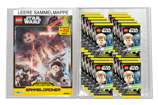 Star Wars Sammelkarte LEGO Star Wars Serie 1 Trading Cards Leere Sammelmappe + 20 Booster DE