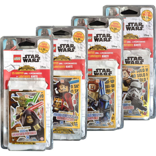 Star Wars Sammelkarte LEGO Star Wars - Serie 2 Trading Cards - Alle 4 verschiedenen Blister