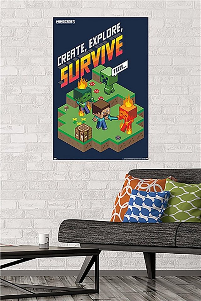 Trends International Poster Minecraft Poster Create, Explore, Survive 55,9 x 86,4 cm