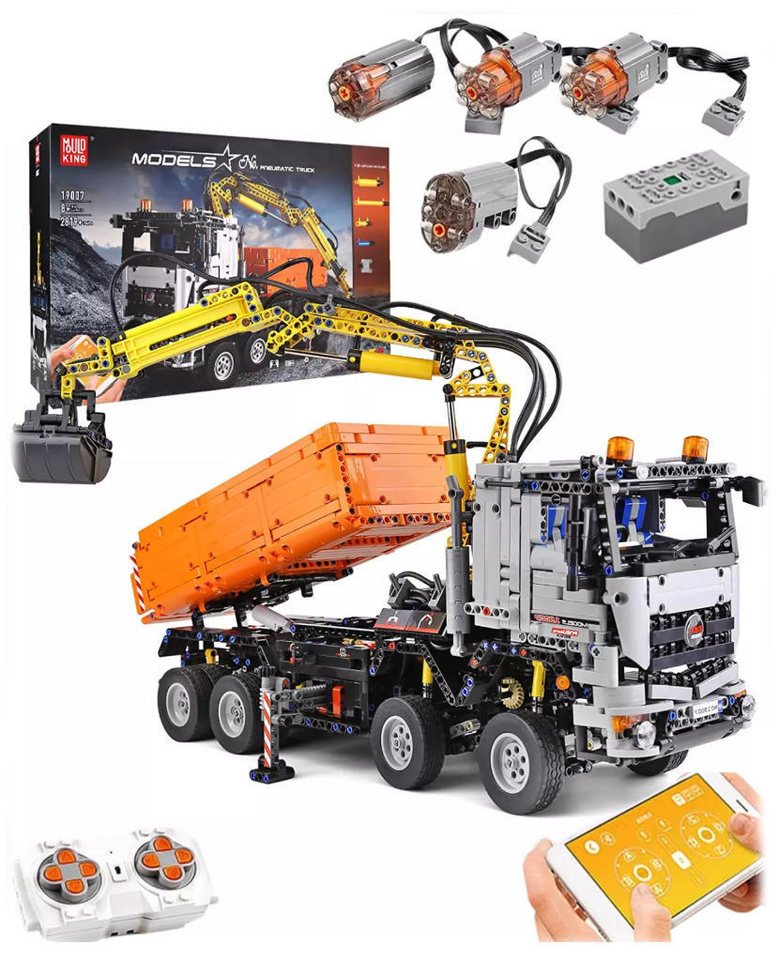 COIL RC-LKW aus Blöcken, Spielbausteine, Pneumatischer LKW, Spielbauklötze, (Modekk: 19007S, 2819 St., für Kinder ab 14 Jahren), Pneumatic Truck, MOC-Ferngesteuertes Auto, bewegliche Teile