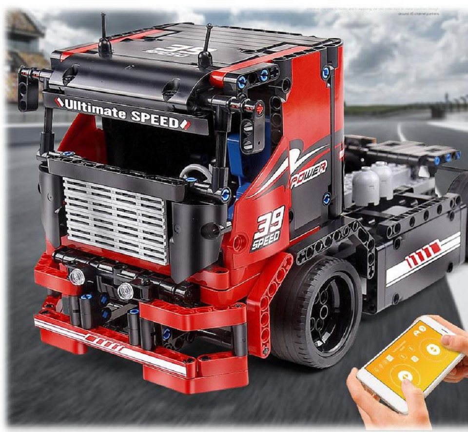 COIL Spielbausteine, Bausteinset, Bauklötze, RC-Truck, Spielbauklötze, (Modell: 15002, 570 St), ferngesteuerter LKW, Frequenz: 2,4 GHz, für Kinder ab 8 Jahren