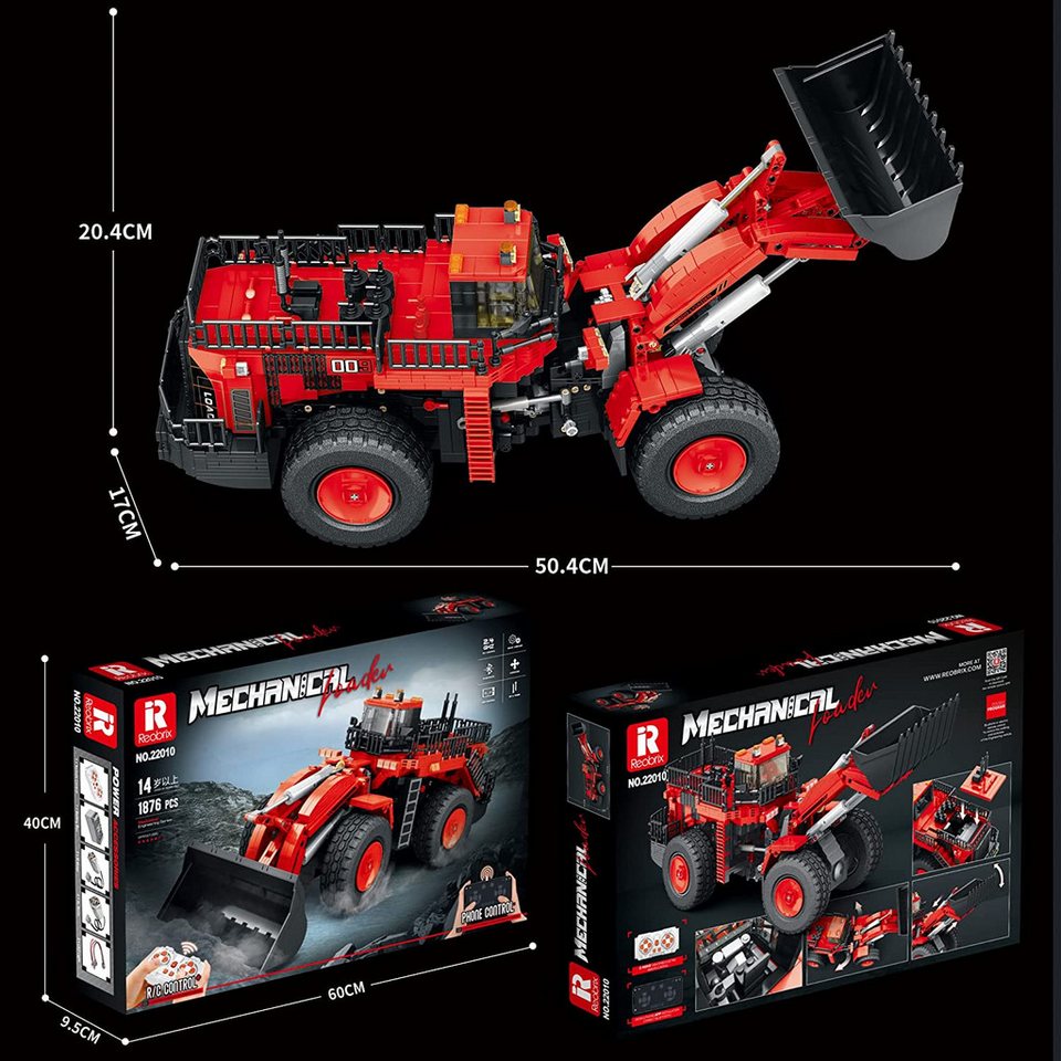 DEEP POWER 22010 Technik Bulldozer Loader Moc Klemmbausteine 1876 Teile Konstruktionsspielsteine, (Set, 1876 St)