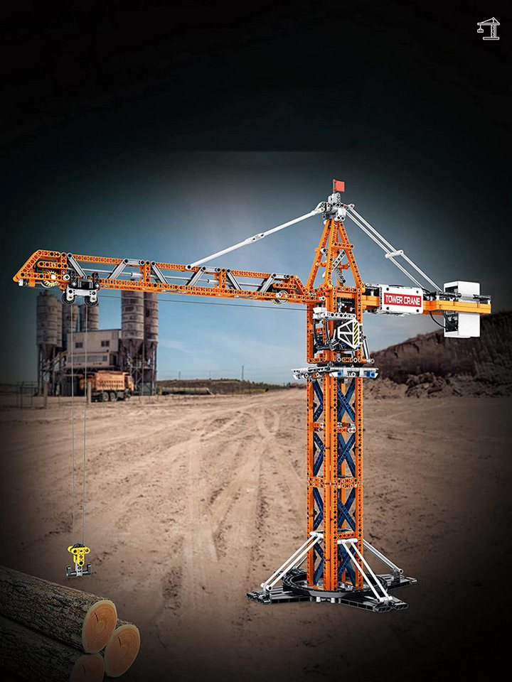 DEEP POWER 22013 Technic Turmdrehkran Moc Klemmbausteine 1288 Teile Konstruktionsspielsteine, (Set, 1288 St)