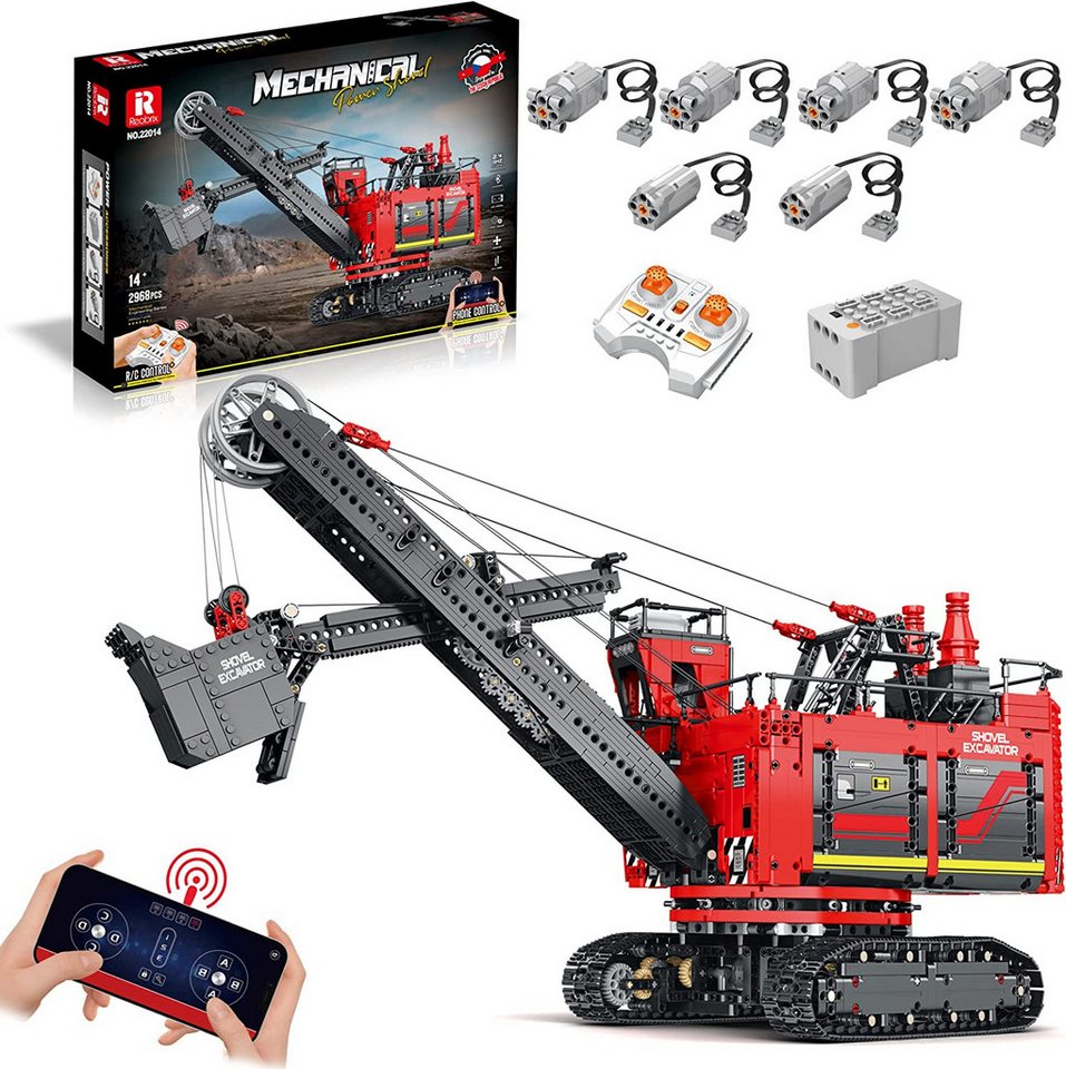 DEEP POWER 22014 Technik Bagger Moc Klemmbausteine 2968 Teile Konstruktionsspielsteine, (Set, 2968 St)
