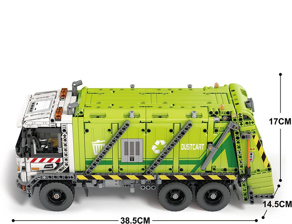 DEEP POWER Ferngesteuerter Lkw Druckmüllwagen Moc Klemmbausteine 1468 Teile Konstruktionsspielsteine, (Set, 1468 St)