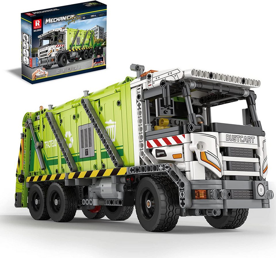 DEEP POWER Ferngesteuerter Lkw Druckmüllwagen Moc Klemmbausteine 1468 Teile Konstruktionsspielsteine, (Set, 1468 St)